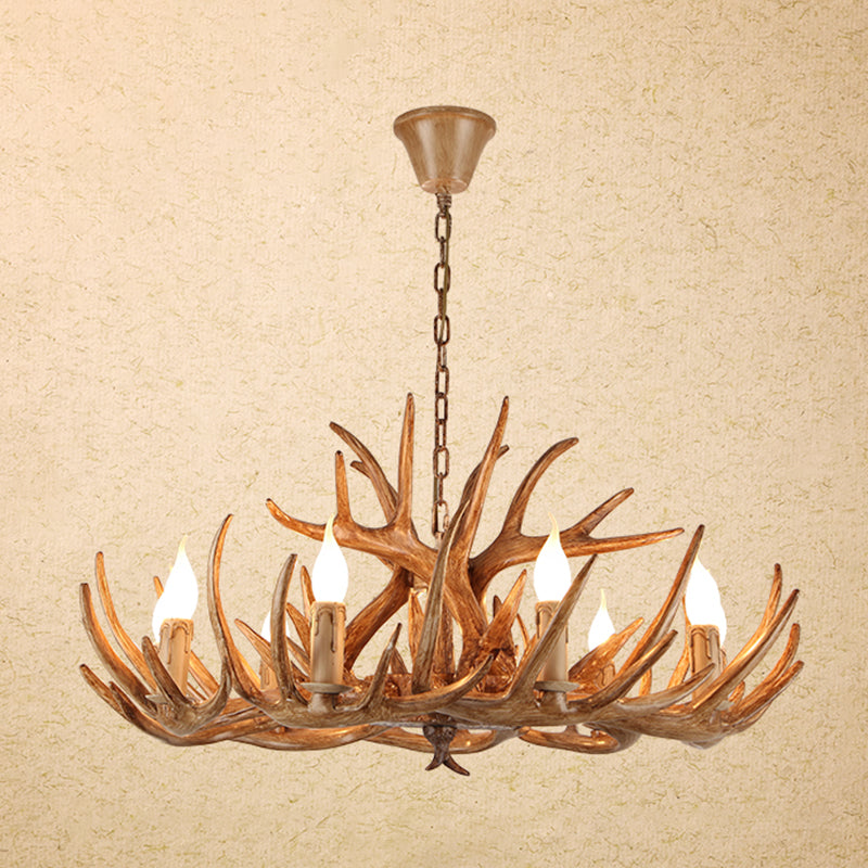 Deer Horn Shaped Resin Chandelier Lighting Retro Dining Room Pendant Light Fixture