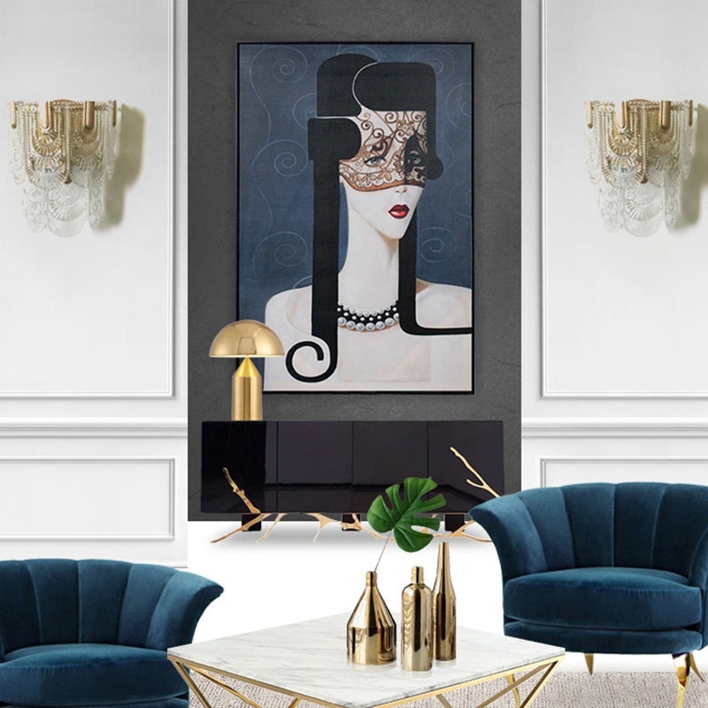 Tiered Scalloped Crystal Wall Light Minimalist 3 Bulbs Brass Wall Lighting Fixture