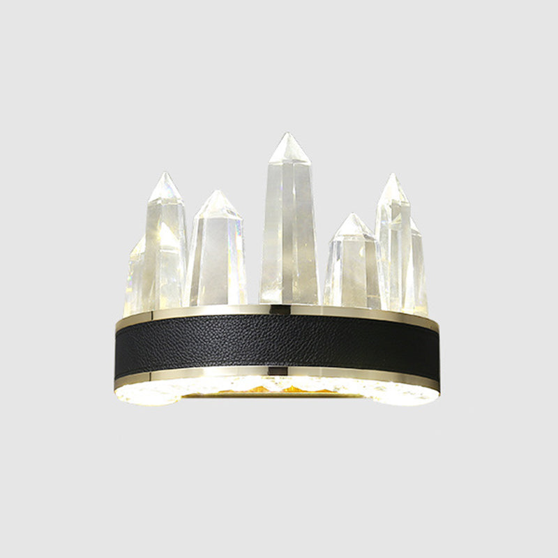 Black Icicle Shaped Wall Mount Light Modern Crystal LED Wall Sconce Light for Living Room