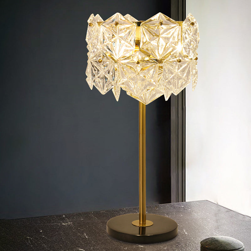 Gold Snowflake Shaped Table Lamp Simplicity 6 Bulbs K9 Crystal Night Table Light for Bedroom