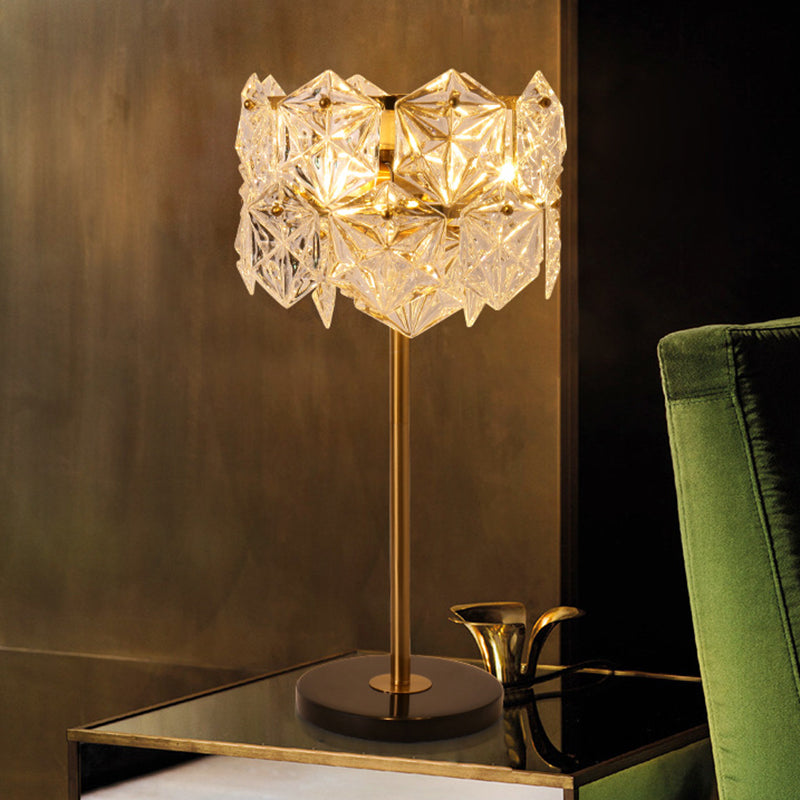 Gold Snowflake Shaped Table Lamp Simplicity 6 Bulbs K9 Crystal Night Table Light for Bedroom