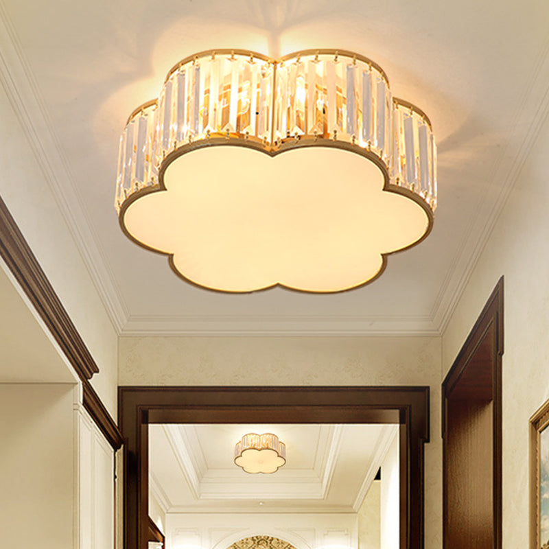 Floral Flush Mount Light Simplicity Clear Crystal Living Room Flush Mount Ceiling Light