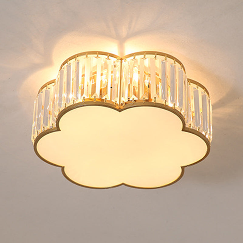 Floral Flush Mount Light Simplicity Clear Crystal Living Room Flush Mount Ceiling Light