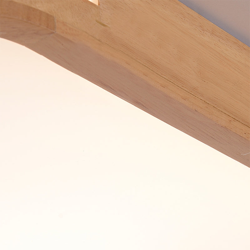 Plafonnier carré moderniste en bois beige, lampe LED à encastrer en blanc/lumière chaude/naturelle, 12"/16"/19,5"/23,5" de large
