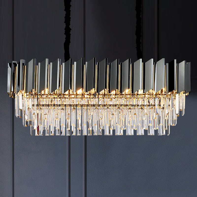 Lampada dell'isola ovale prismatica ovale lampada a sospensione a soffitto nero contemporaneo per sala da pranzo