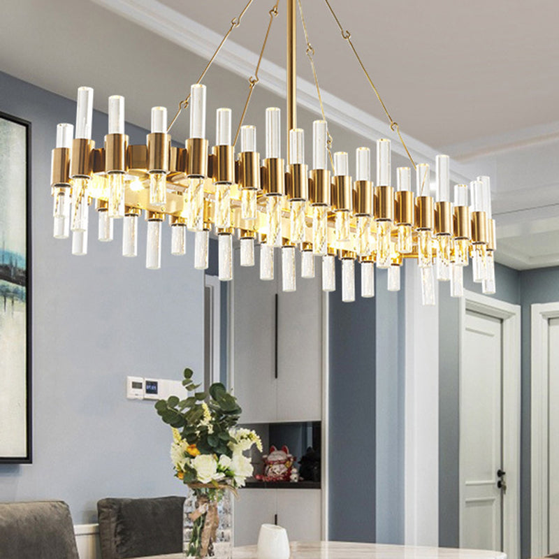 Luce a sospensione a forma di lampadario a forma di loop Illuminazione appesa all'oro di cristallo post-moderno