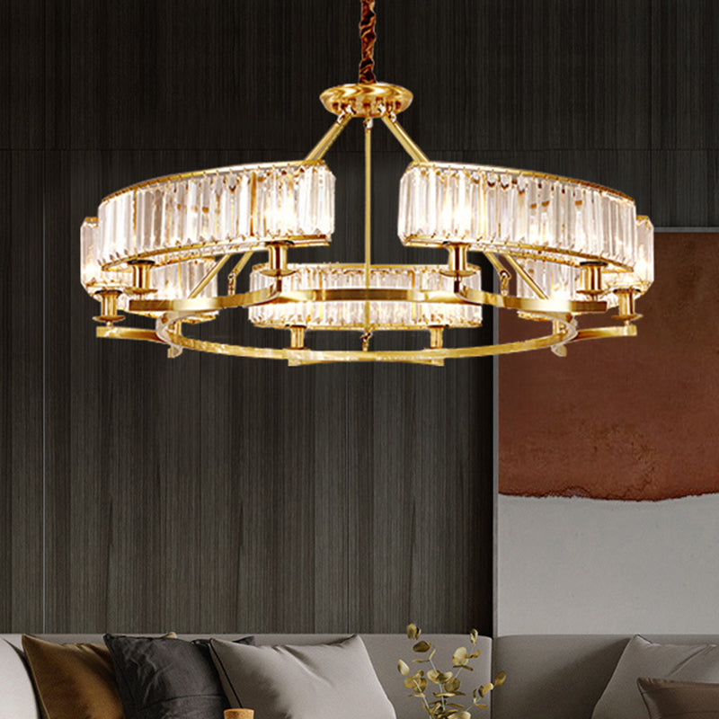 Circular Living Room Chandelier Pendant Light Tri-Prism Crystal Simplicity Pendant Light Fixture