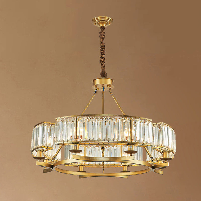 Circular Living Room Chandelier Pendant Light Tri-Prism Crystal Simplicity Pendant Light Fixture