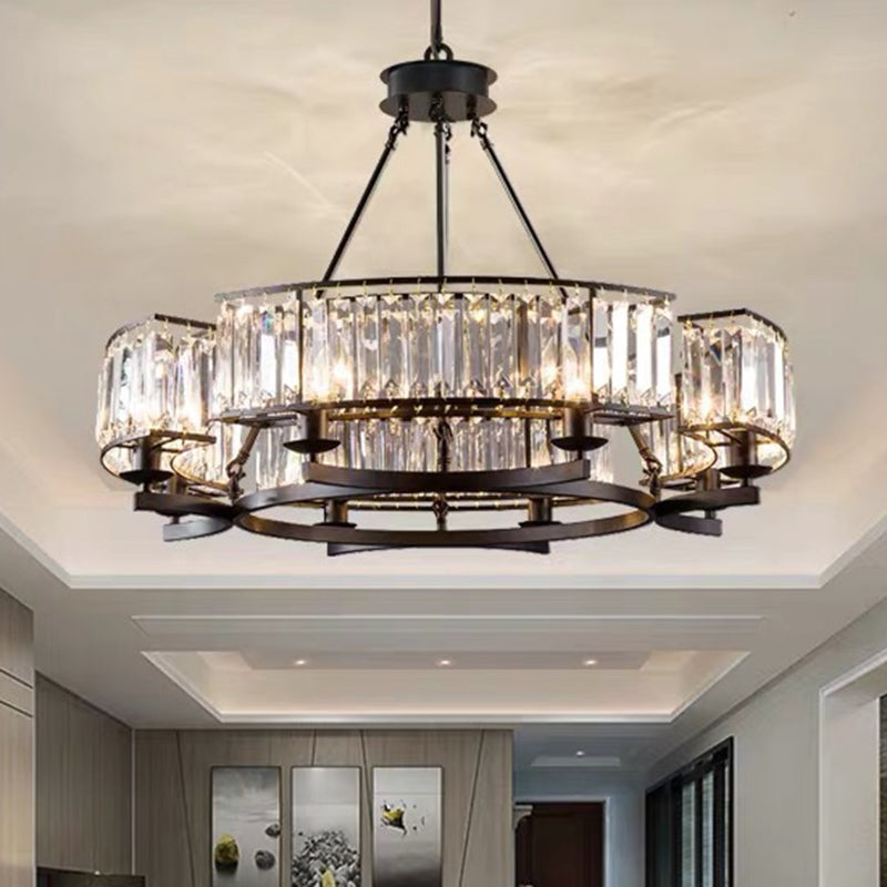 Circular Living Room Chandelier Pendant Light Tri-Prism Crystal Simplicity Pendant Light Fixture