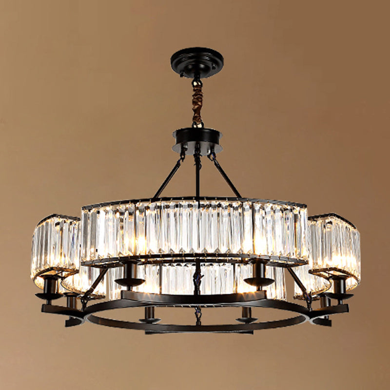 Circular Living Room Chandelier Pendant Light Tri-Prism Crystal Simplicity Pendant Light Fixture