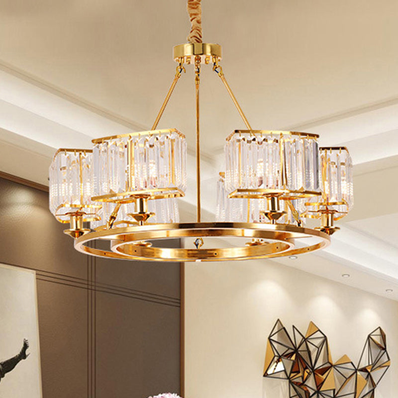K9 Crystal Circular Chandelier Lighting Minimalist Gold Pendant Light for Dining Room