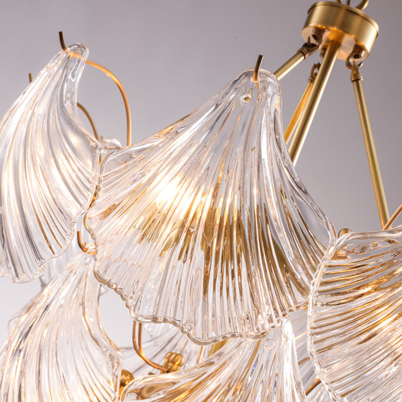 Lámpara de lámpara en forma de vieira Simplicidad de vidrio acanalado lámpara colgante de oro