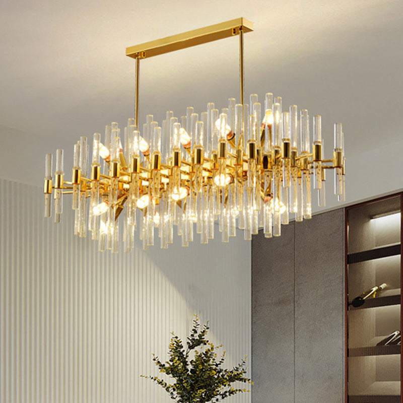 Geometrical Shaped Crystal Rod Chandelier Light Post-Postmodern Gold Pendant Light Fixture