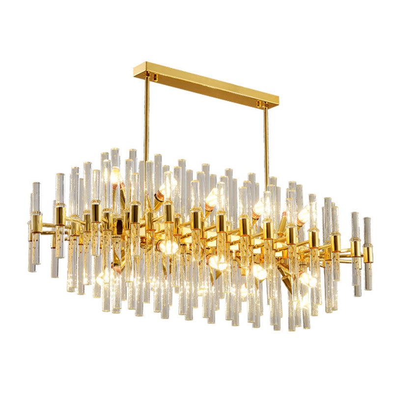 Geometrical Shaped Crystal Rod Chandelier Light Post-Postmodern Gold Pendant Light Fixture