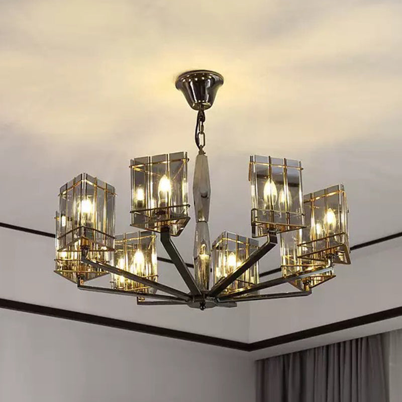 Triángulo lámpara de lámpara Simplicidad Sala de vidrio ahumado Luz colgante de la sala de estar en negro