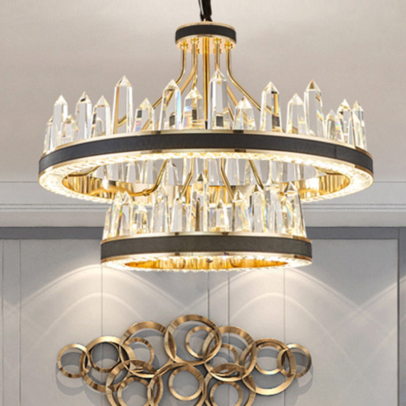 Black Icicle -förmige Kronleuchterbeleuchtung minimalistischer K9 -Kristallanhänger Licht für Wohnzimmer