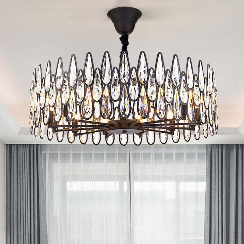 K9 Crystal Tear Drop en forma de lámpara de lámpara de lámpara negra artística para sala de estar para sala de estar