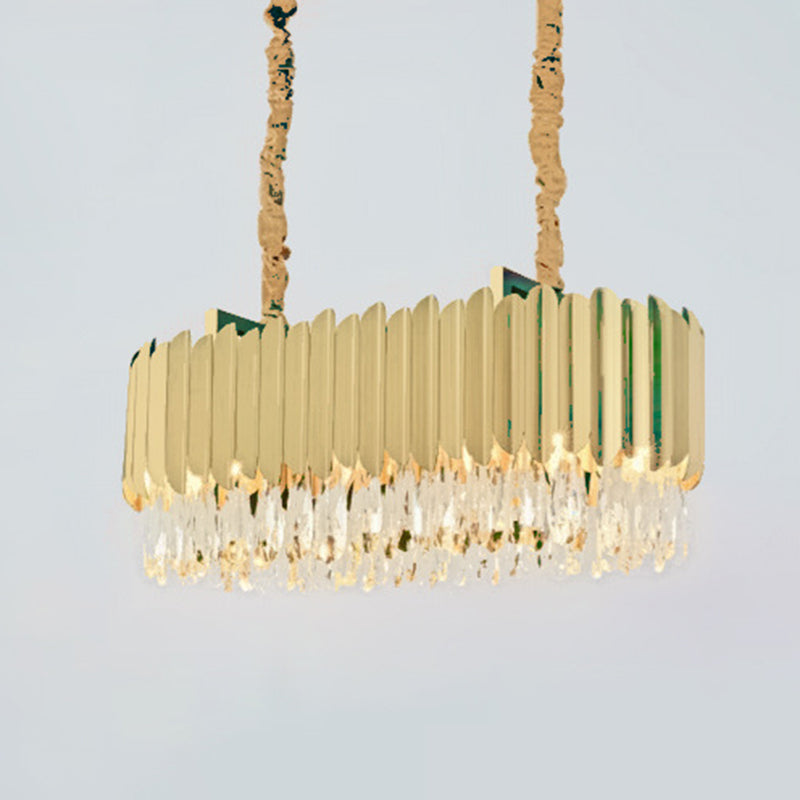 Oval Shaped Living Room Chandelier Light Crystal Drip Simplicity Pendant Light Fixture