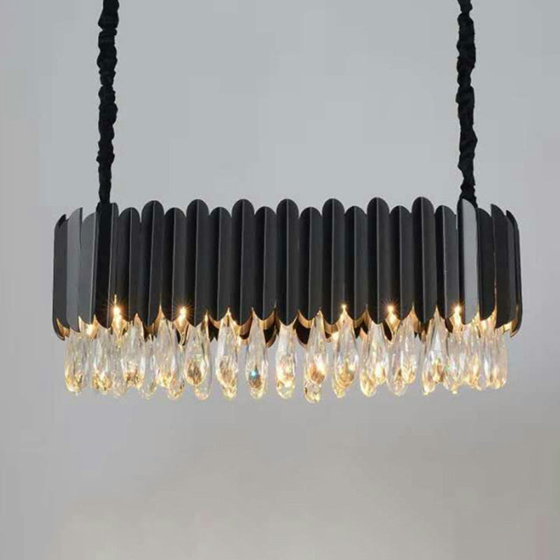 Oval Shaped Living Room Chandelier Light Crystal Drip Simplicity Pendant Light Fixture