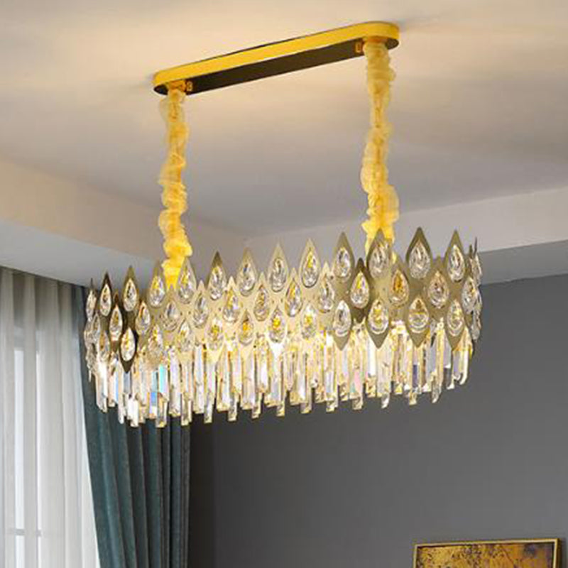 Geometrical Living Room Suspension Light Clear Crystal Artistic Chandelier Light in Gold
