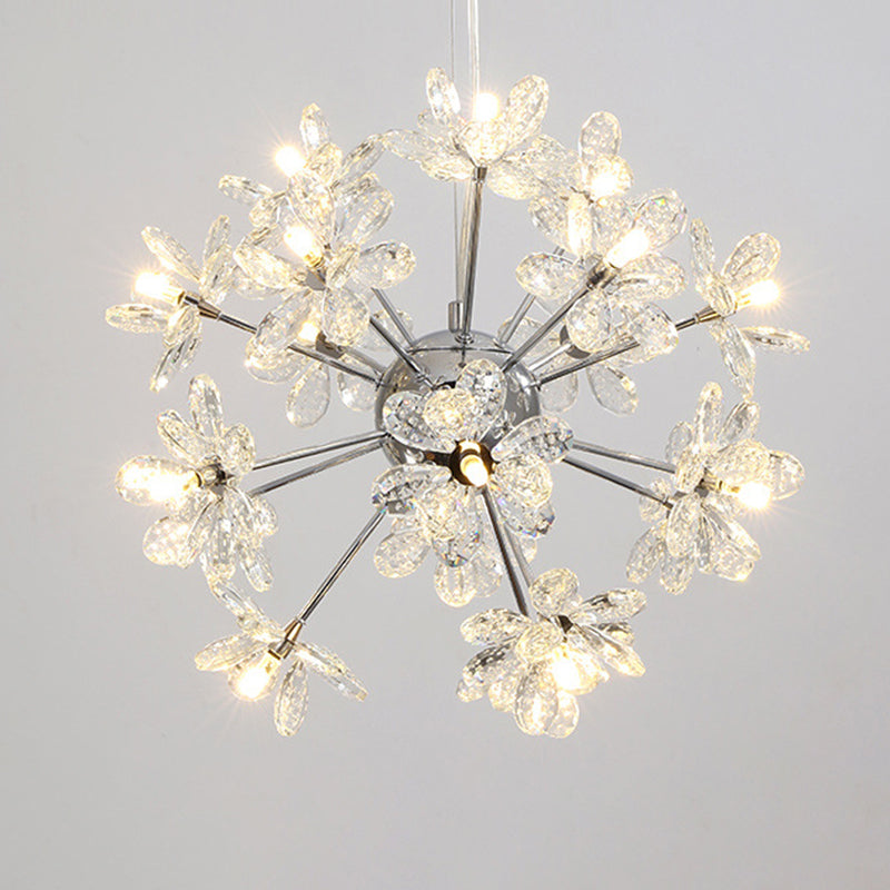 Dandelion Shaped LED Chandelier Lighting Artistic Crystal Flower Living Room Pendant Light
