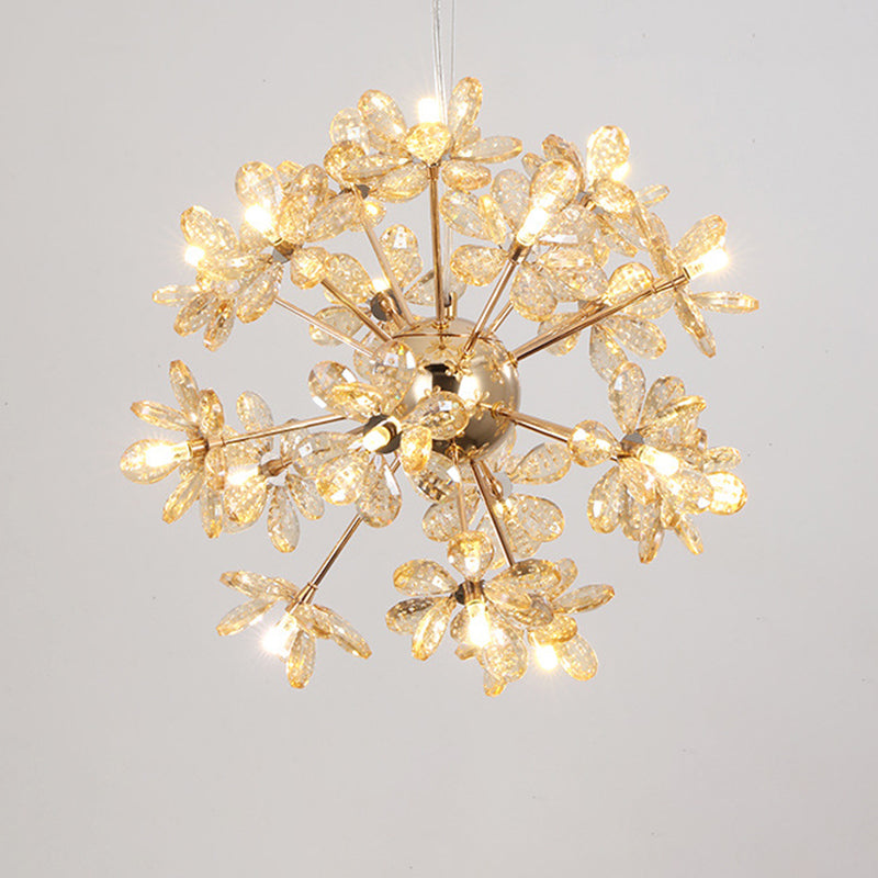 Dandelion Shaped LED Chandelier Lighting Artistic Crystal Flower Living Room Pendant Light