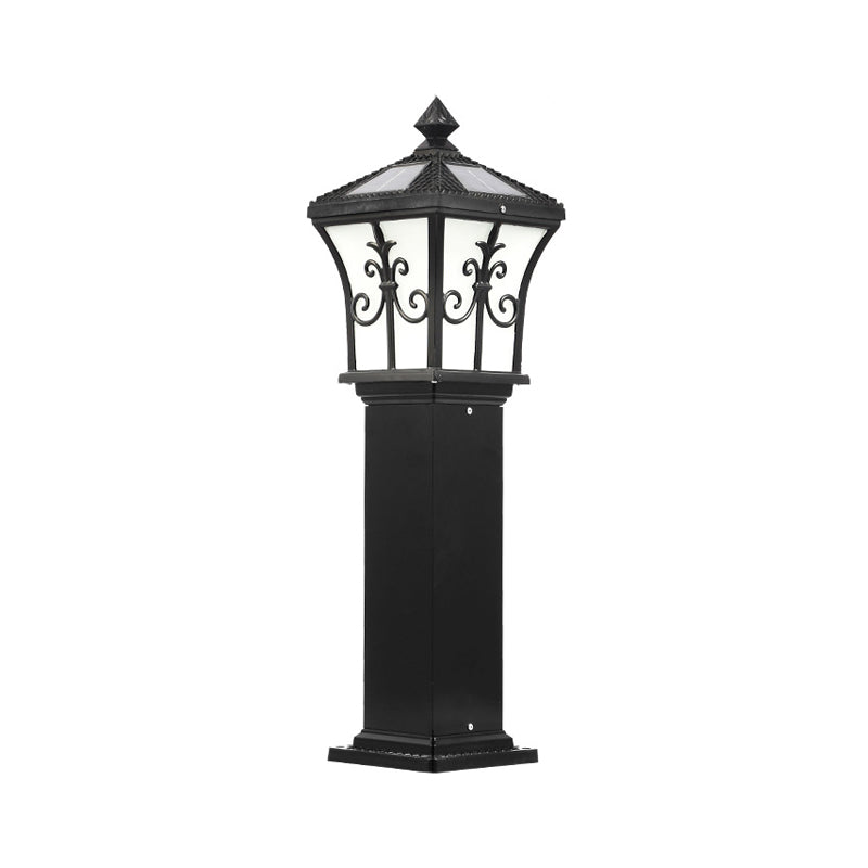 Traditional Flared Shade Solar Ground Light Metallic LED Path Lighting for Courtyard