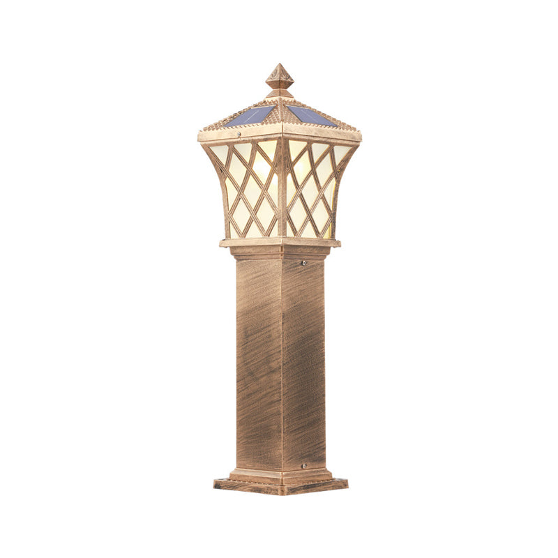 Traditional Flared Shade Solar Ground Light Metallic LED Path Lighting for Courtyard