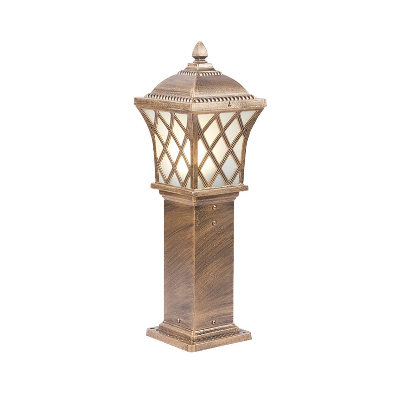 Vintage Flared Square Ground Lighting Single Frosted Acrylic Path Lighting with Grill