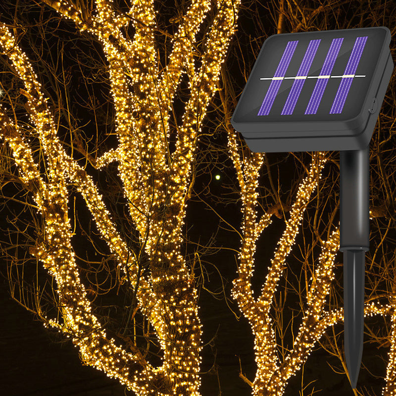Beaded LED Fairy Lamp Artistic Plastic Black Solar Christmas String Light for Courtyard