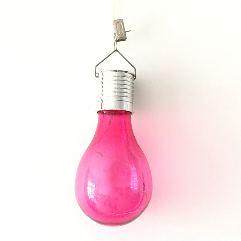 Bulb Shaped Backyard LED Hanging Light Metallic Minimalism Solar Pendant Lighting