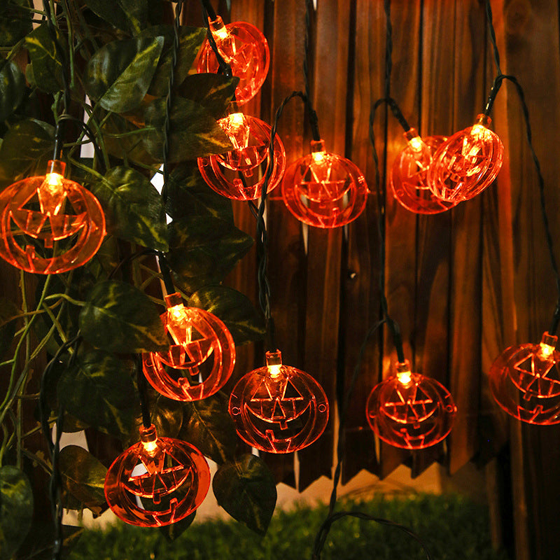 Pumpkin Shaped LED Fairy Lamp Artistic Plastic Courtyard Solar String Light in Black