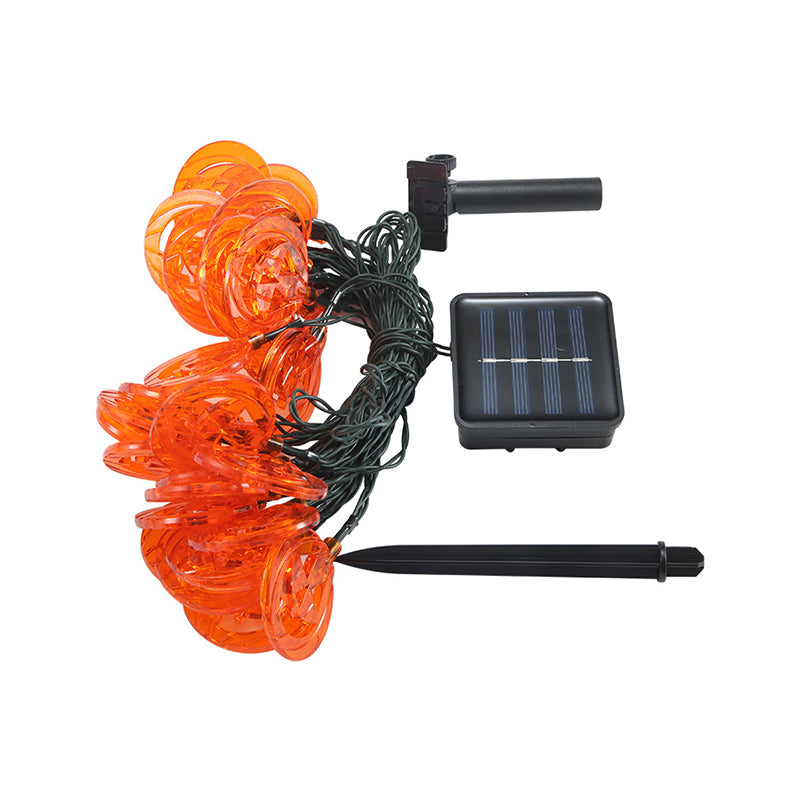 Pumpkin Shaped LED Fairy Lamp Artistic Plastic Courtyard Solar String Light in Black