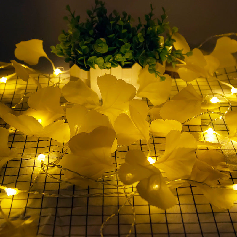 5 Pcs Yellow Ginkgo Leaf LED Fairy Lamp Artistic Plastic Battery Festive String Lighting
