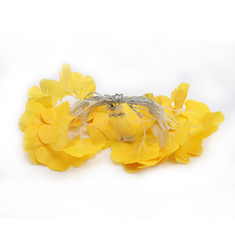 5 Pcs Yellow Ginkgo Leaf LED Fairy Lamp Artistic Plastic Battery Festive String Lighting