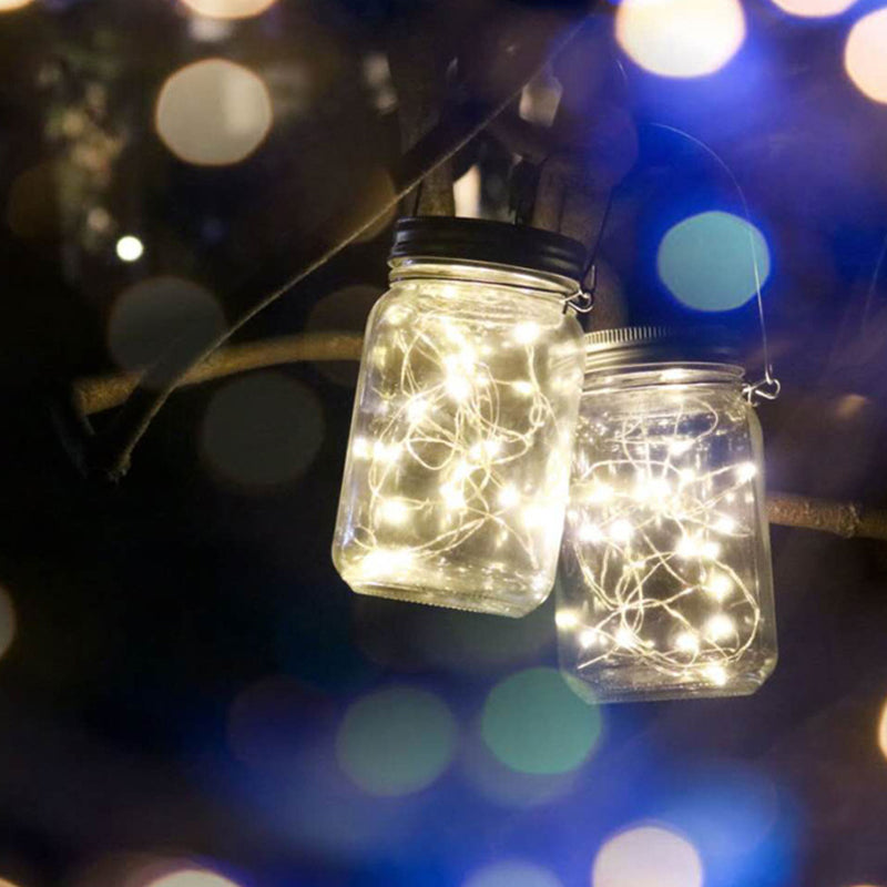 Mason Jar Shape Garden Solar Suspension Lighting Clear Crackle Glass LED Pendant Light