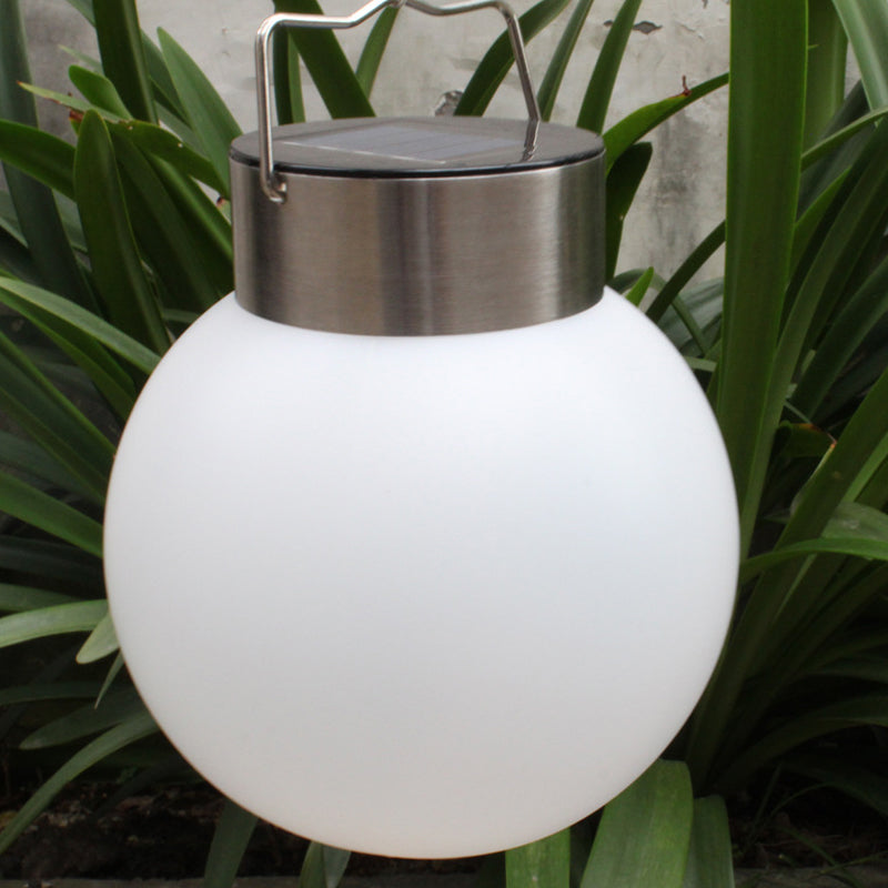 Plastic Sphere LED Suspension Light Minimalism White Solar Pendant Light Fixture for Garden