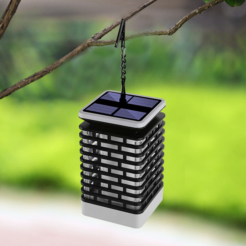 Traditional Grill LED Suspension Light Plastic Solar Pendant Light Fixture in Black