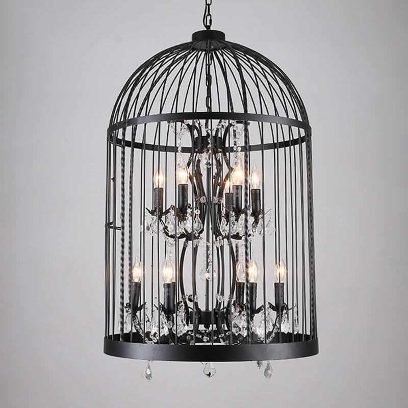 Birdcage Restaurant Ceiling Chandelier Farmhouse Crystal Suspension Pendant Light