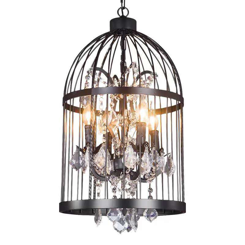 Birdcage Restaurant Deckenkronleuchter Bauernhaus Kristall Suspension Anhänger Licht
