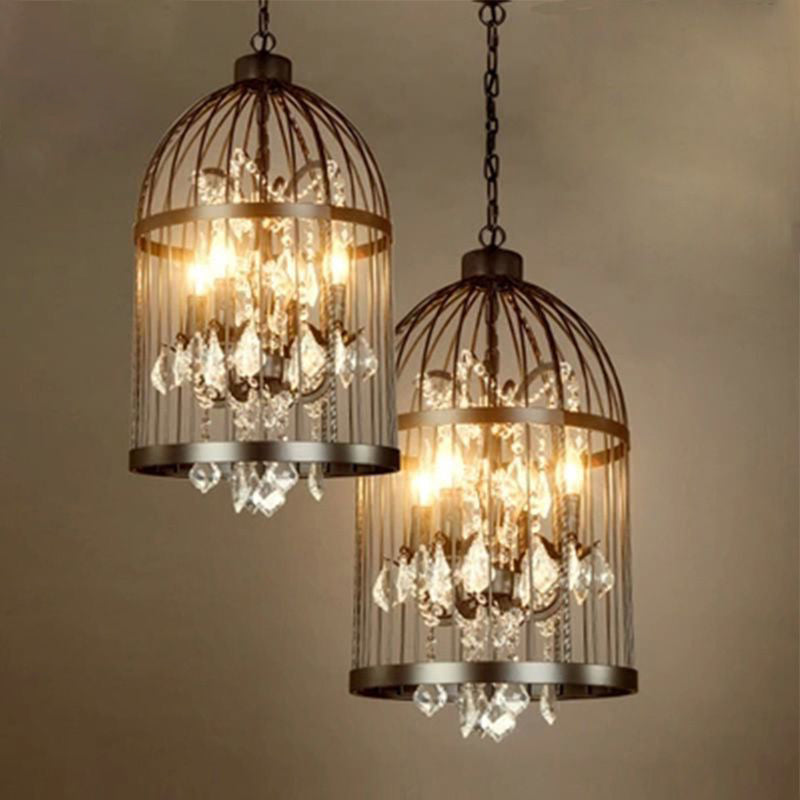 Birdcage Restaurant Deckenkronleuchter Bauernhaus Kristall Suspension Anhänger Licht