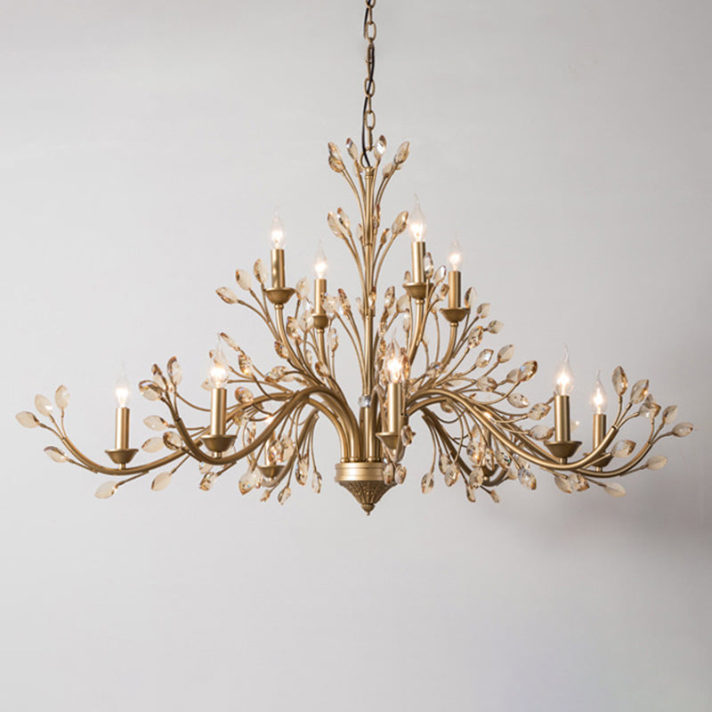 Bernsteinkristallzweig Anhänger Kronleuchter rustikaler Schlafzimmer Suspensionsbeleuchtung in Gold