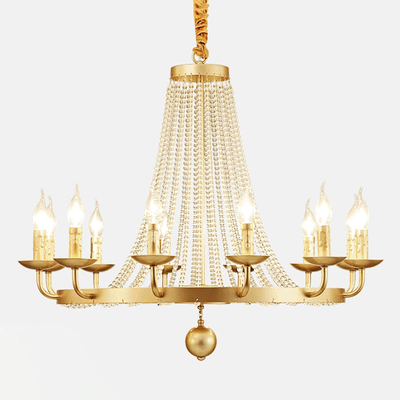 Metallkronleuchter Candelabra Retro -Decke Anhänger Licht mit ausgestattetem Kristallstrang