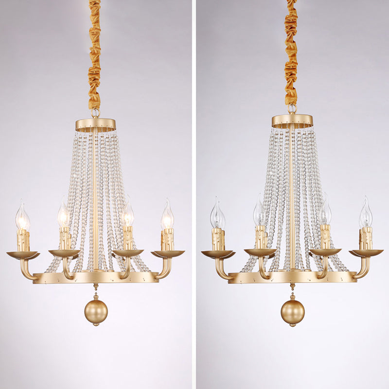 Metallkronleuchter Candelabra Retro -Decke Anhänger Licht mit ausgestattetem Kristallstrang
