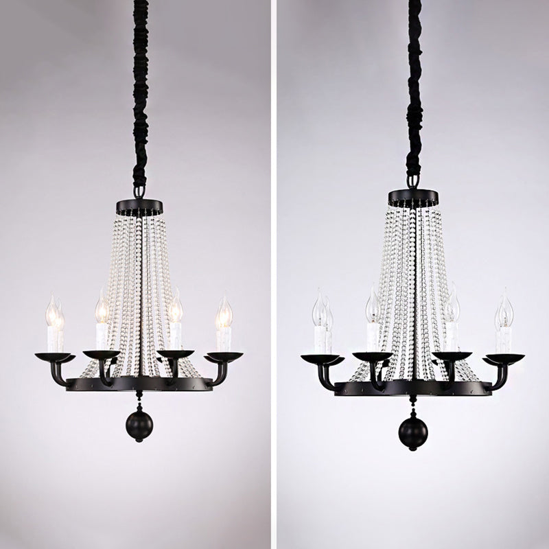 Metallkronleuchter Candelabra Retro -Decke Anhänger Licht mit ausgestattetem Kristallstrang