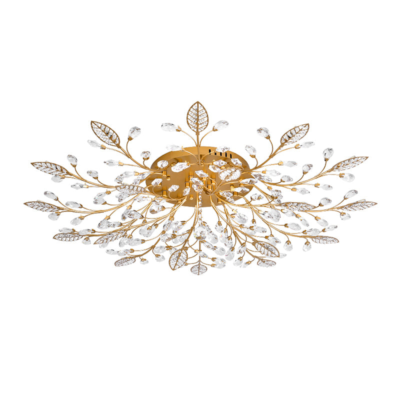 Gold Rami Soffitto Light Fixture Rustico Crystal Hallway LED Flush Montaggio Lampada