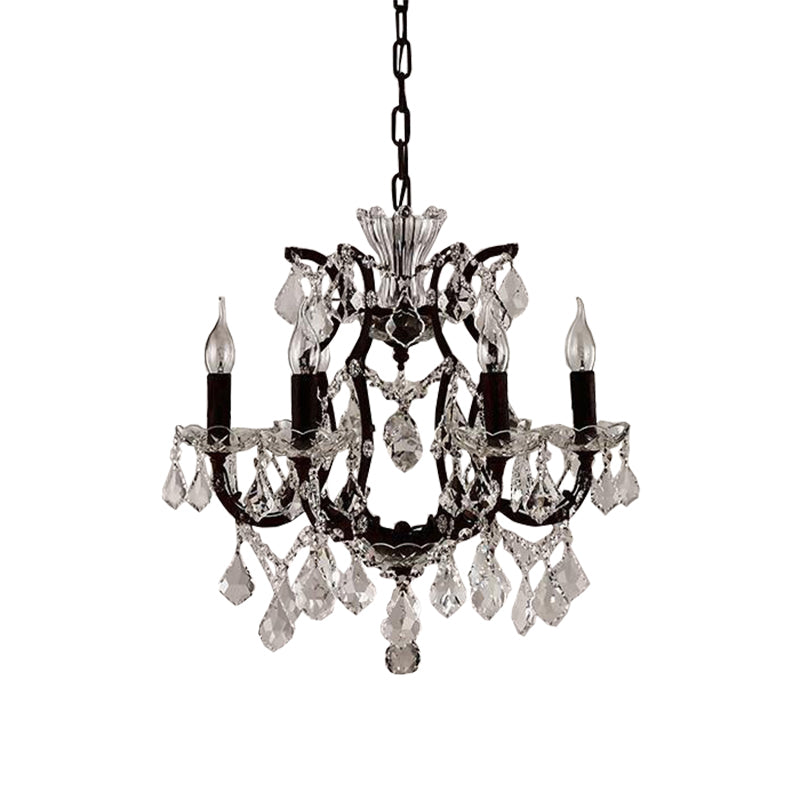 Vintage Candle Chandelier Pendant Light Crystal Draping Ceiling Hang Light in Rust