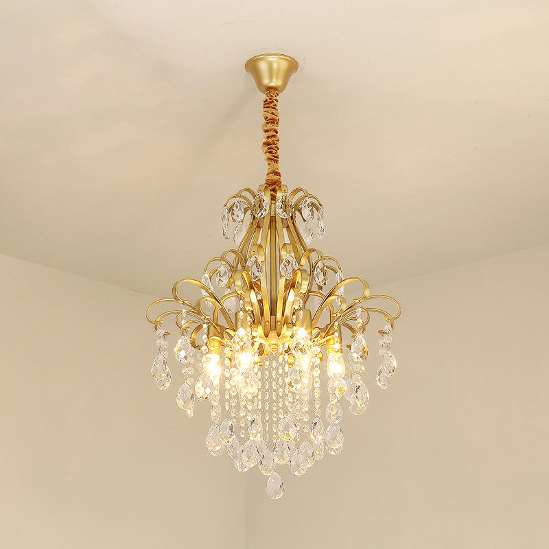 Candle Dining Room Down Chandelier Country Crystal Drape Pendant Lighting Fixture