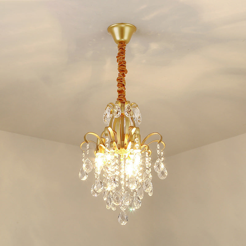 Candle Dining Room Down Chandelier Country Crystal Drape Pendant Lighting Fixture