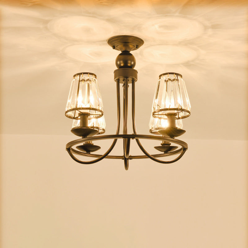 Schwarze konische Deckenhängung Lampe Traditionelle Cut-Kristall-Esszimmer Kronleuchter
